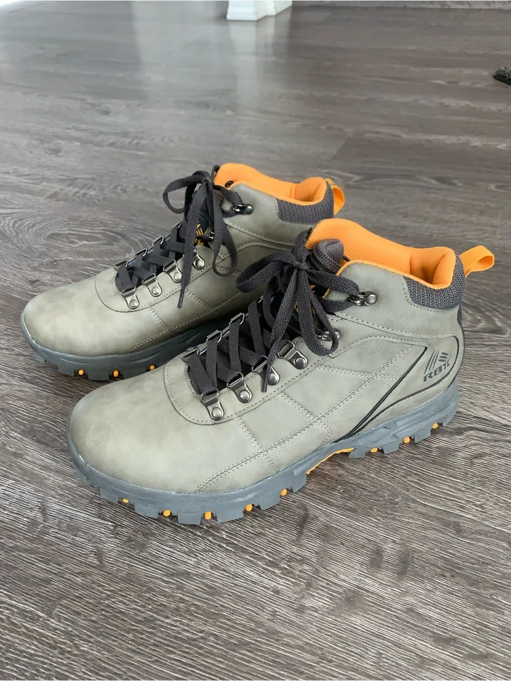 RBX Men's Olive Gray Hiking Boots with Orange Accent